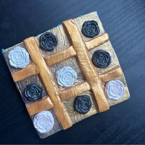 Handcrafted flower tic tac toe table art / game